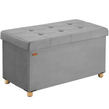 Sitzbank Grau Samt 76x38x42cm mit Stauraum faltbar Sitzbank Grau Samt 76x38x42cm mit Stauraum faltbar