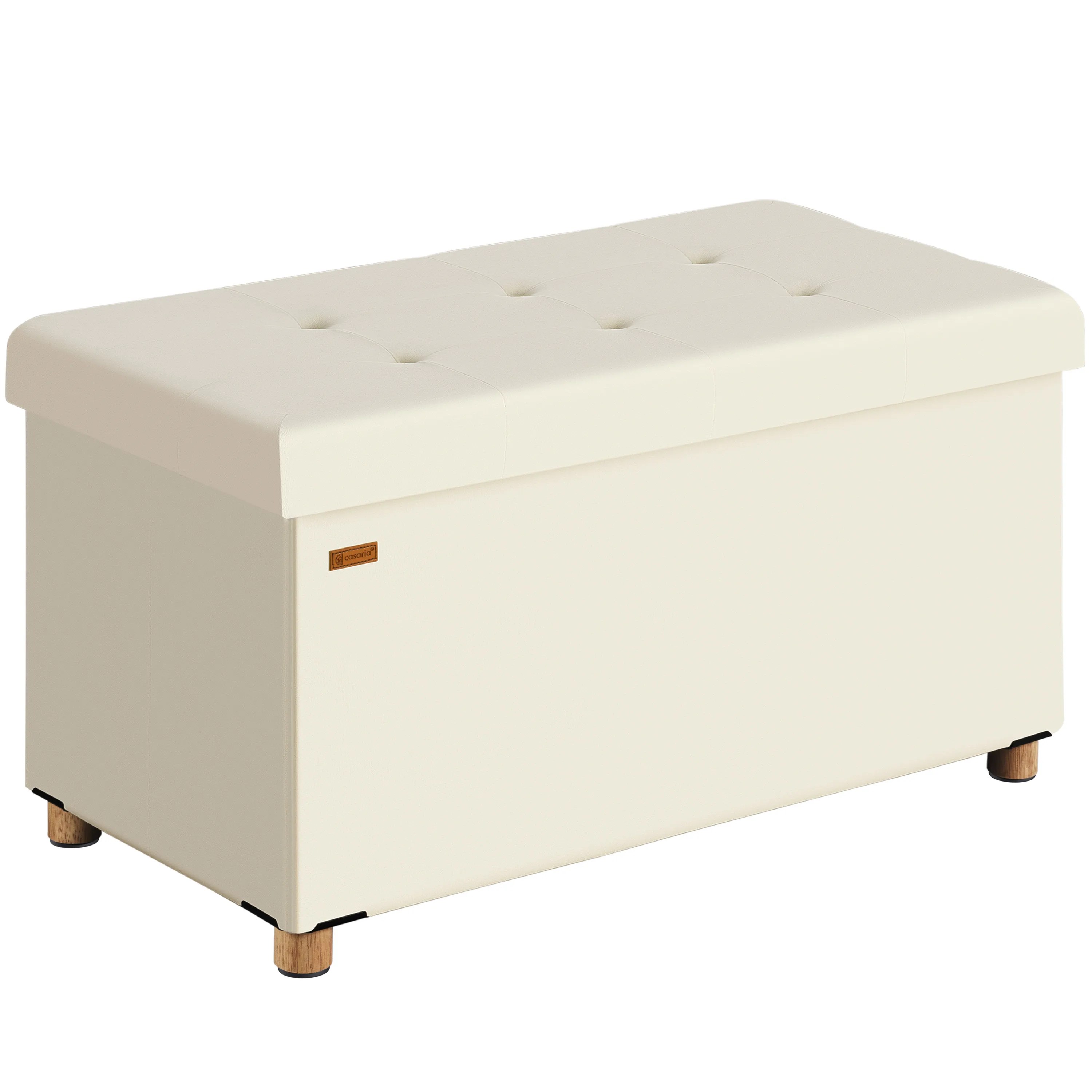 Sitzbank Beige Samt 76x38x42cm mit Stauraum faltbar Sitzbank Beige Samt 76x38x42cm mit Stauraum faltbar