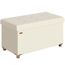 Sitzbank Beige Samt 76x38x42cm mit Stauraum faltbar Sitzbank Beige Samt 76x38x42cm mit Stauraum faltbar