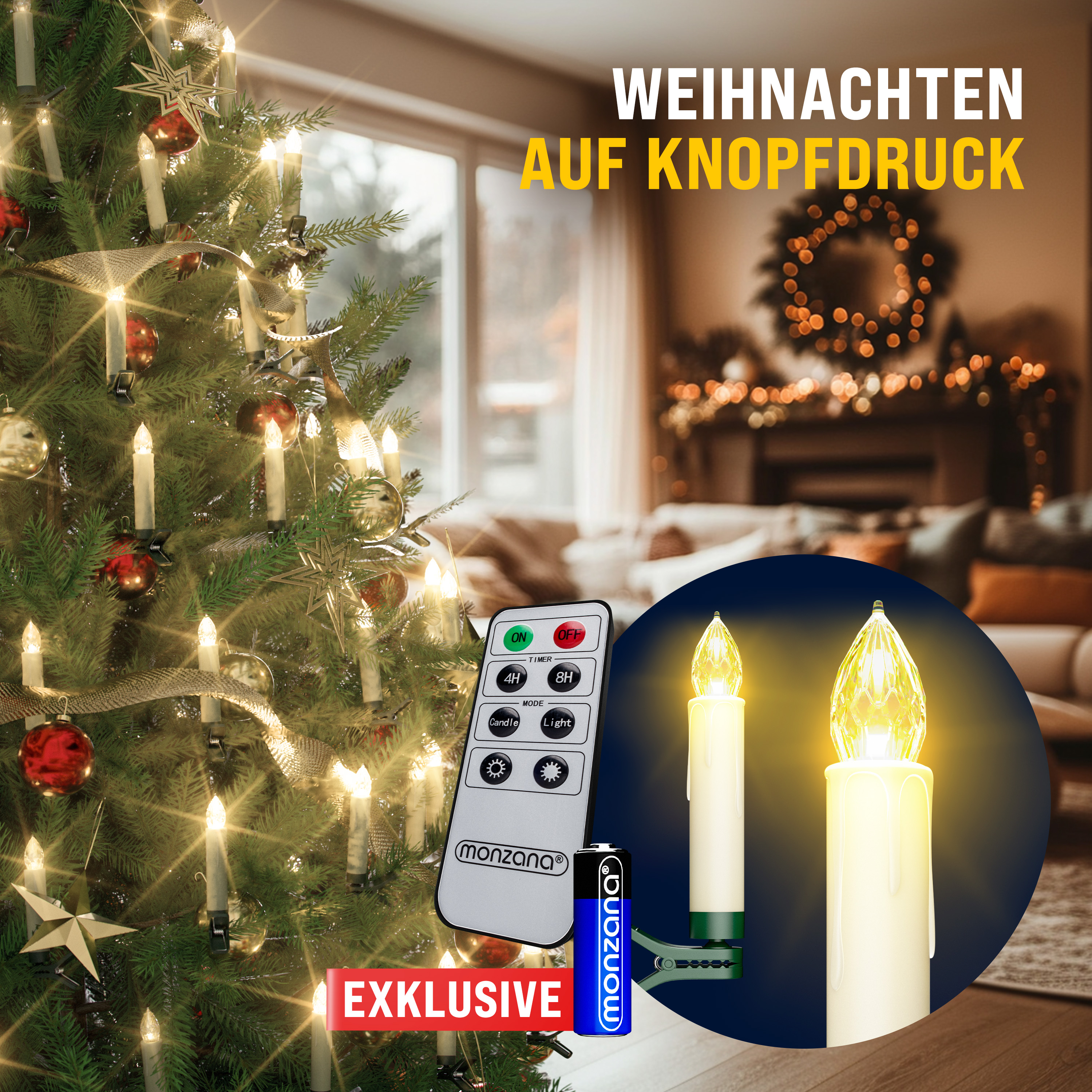 Kabellose Weihnachtsbaumkerzen LED 30er-Set Warmweiß mit Timer & Fernbedienung – Bild 2