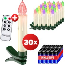 Kabellose Weihnachtsbaumkerzen LED 30er-Set Bunt mit Batterien & Fernbedienung Kabellose Weihnachtsbaumkerzen LED 30er-Set Bunt mit Batterien & Fernbedienung