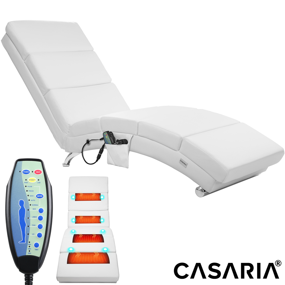 Relaxliege London Weiß mit Massage- & Heizfunktion – Bild 2