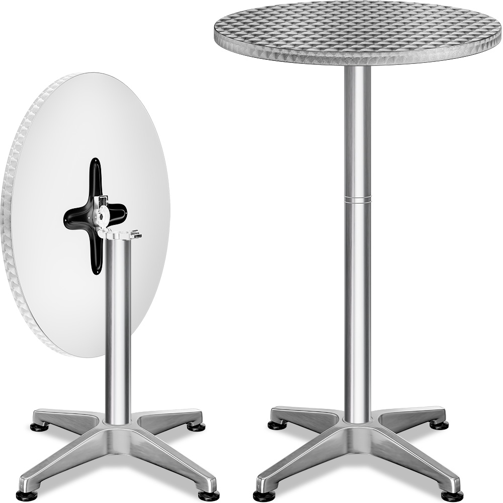 Stehtisch 2er-Set Ø60cm Alu klappbar höhenverstellbar Silber Stehtisch 2er-Set Ø60cm Alu klappbar höhenverstellbar Silber