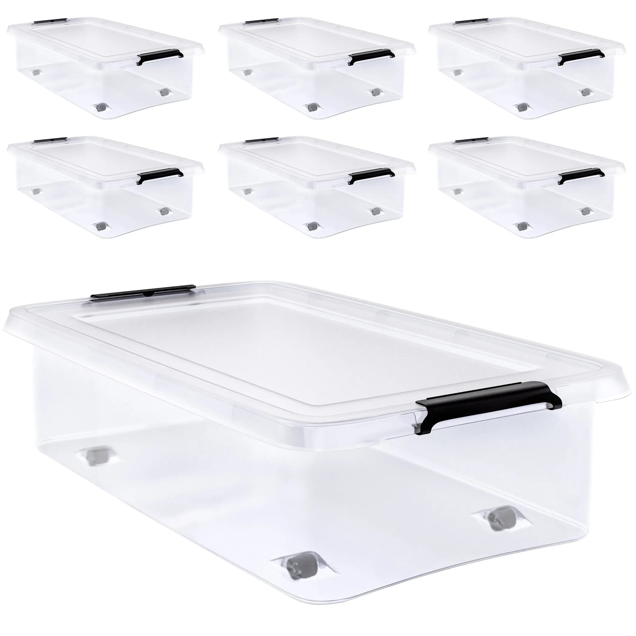 Aufbewahrungsbox 6er-Set Transparent 60x40x17cm 30L stapelbar Aufbewahrungsbox 6er-Set Transparent 60x40x17cm 30L stapelbar