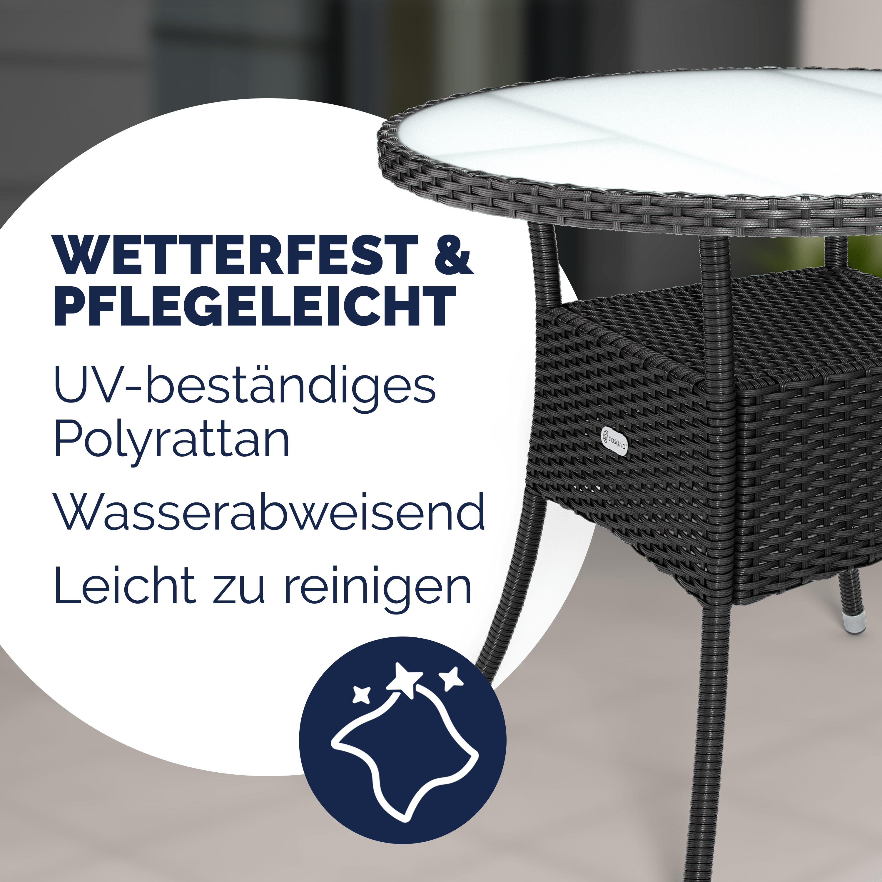 Polyrattan Tisch Schwarz Ø80cm – Bild 2