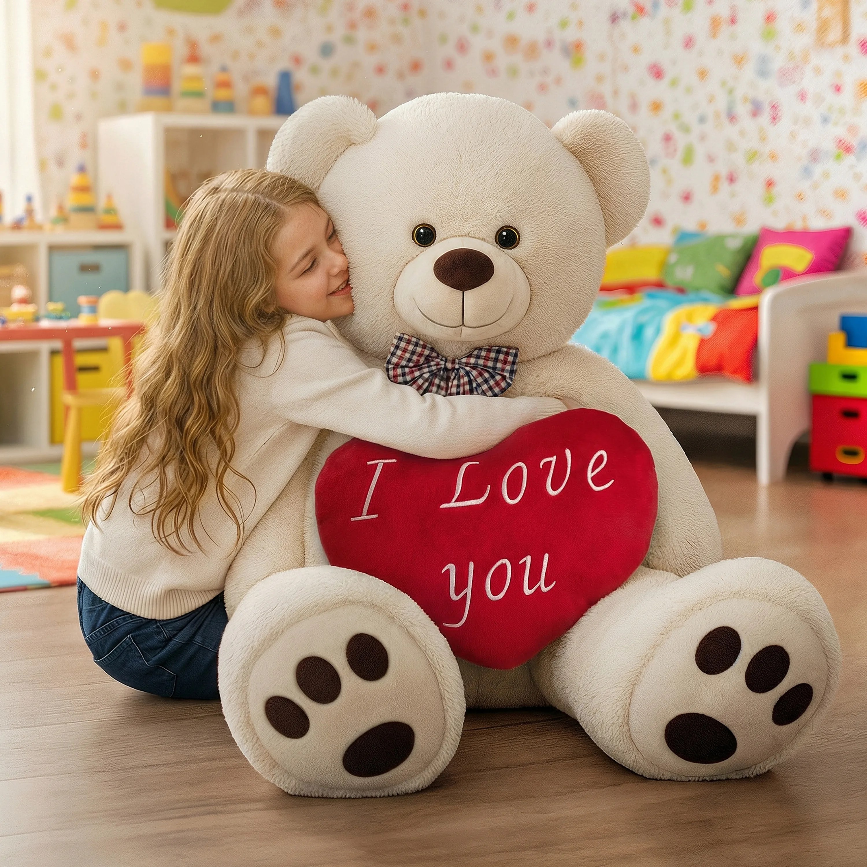 Plüschtier Teddybär Beige 100cm inkl Herzkissen Plüschtier Teddybär Beige 100cm inkl Herzkissen