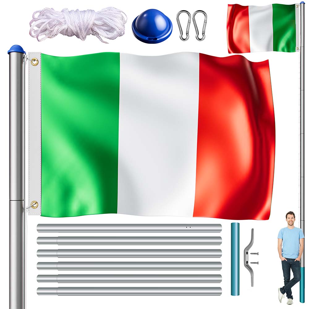 Fahnenmast Alu 650cm mit Italien-Flagge Fahnenmast Alu 650cm mit Italien-Flagge