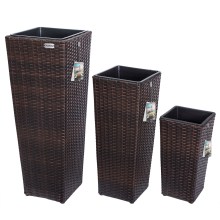 Polyrattan Blumentopf 3er-Set Braun Polyrattan Blumentopf 3er-Set Braun