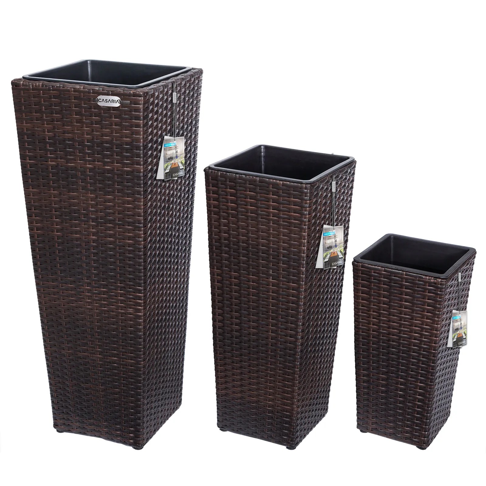 Polyrattan Blumentopf 3er-Set Braun Polyrattan Blumentopf 3er-Set Braun