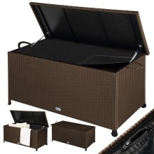 Gartenbox Polyrattan Braun 117x53x60cm mit Griffen & Rollen Gartenbox Polyrattan Braun 117x53x60cm mit Griffen & Rollen