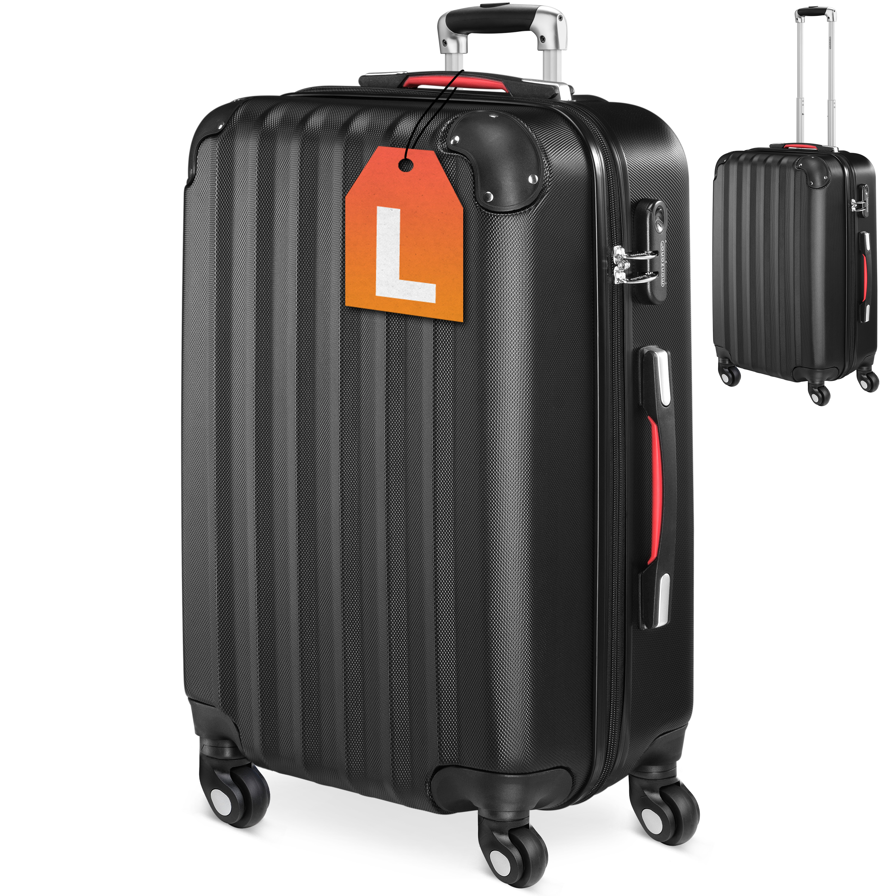 Hartschalenkoffer L Rollen 360º Reisekoffer 62L Schwarz ABS – Bild 2