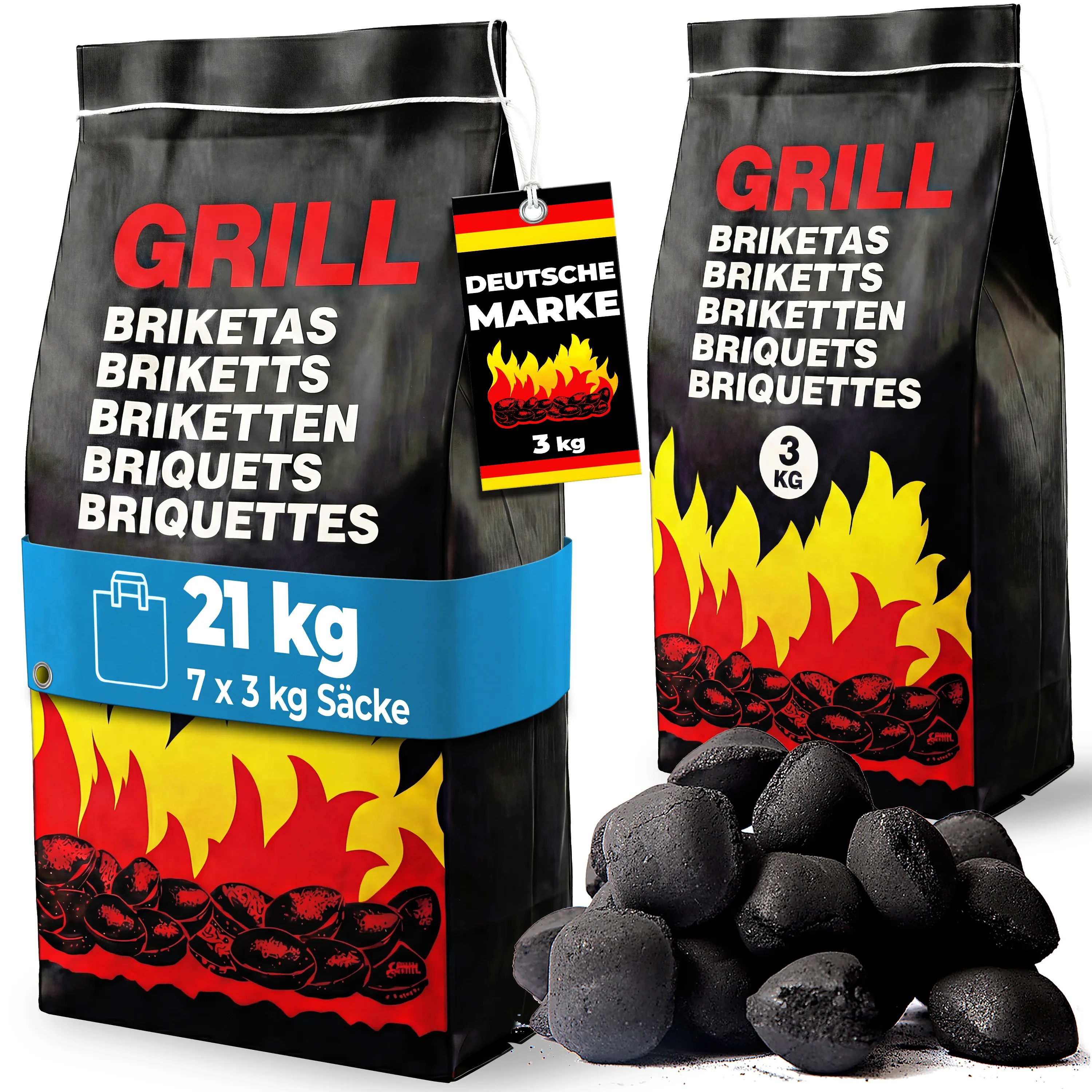 Holzkohlebriketts 7er-Set je 3kg Holzkohlebriketts 7er-Set je 3kg