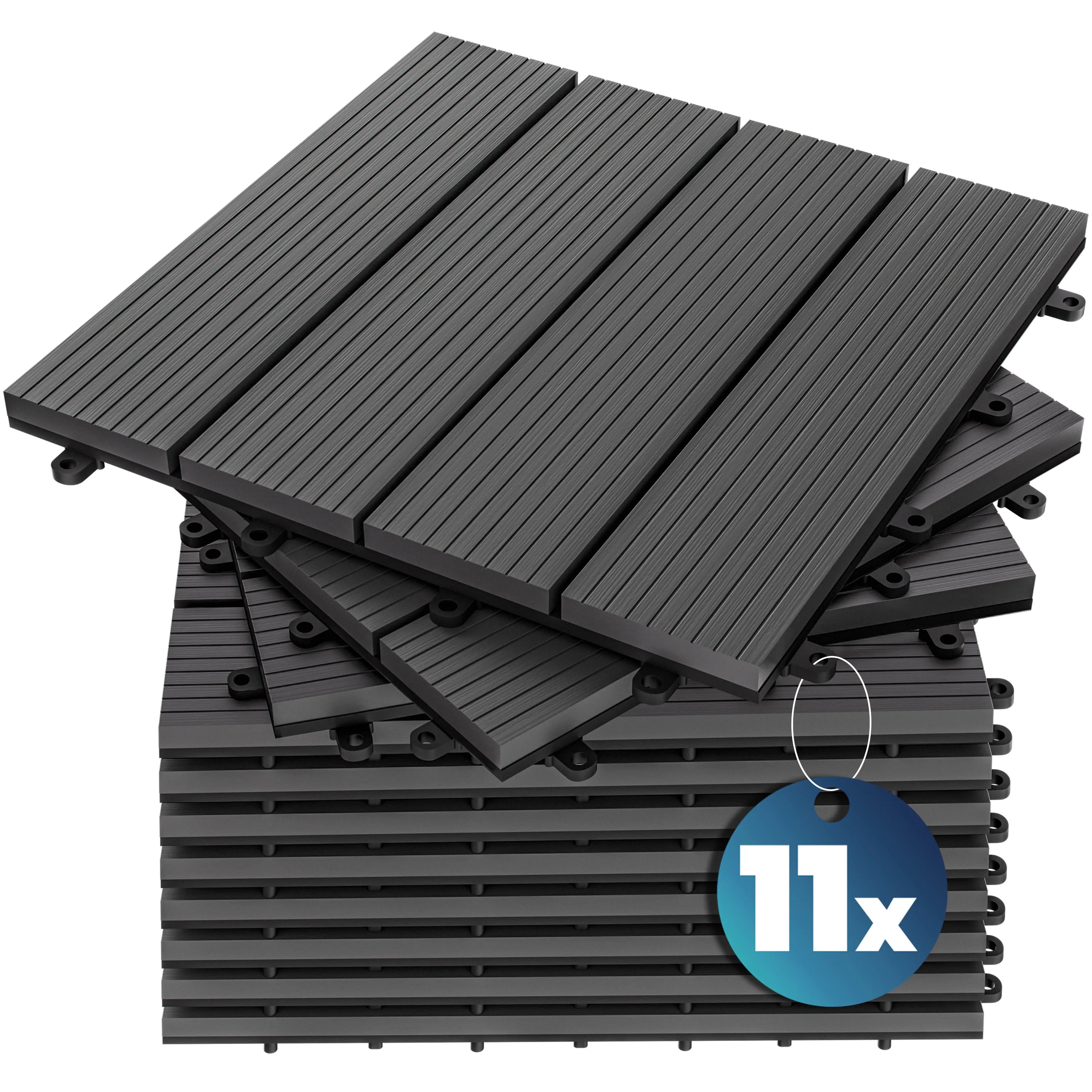 WPC Fliesen 11er-Set Klassik Anthrazit - 30x30cm WPC Fliesen 11er-Set Klassik Anthrazit - 30x30cm