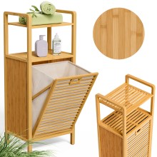 Badregal Wäschekorb Bambus 43L Wäschesack herausnehmbar Badregal Wäschekorb Bambus 43L Wäschesack herausnehmbar