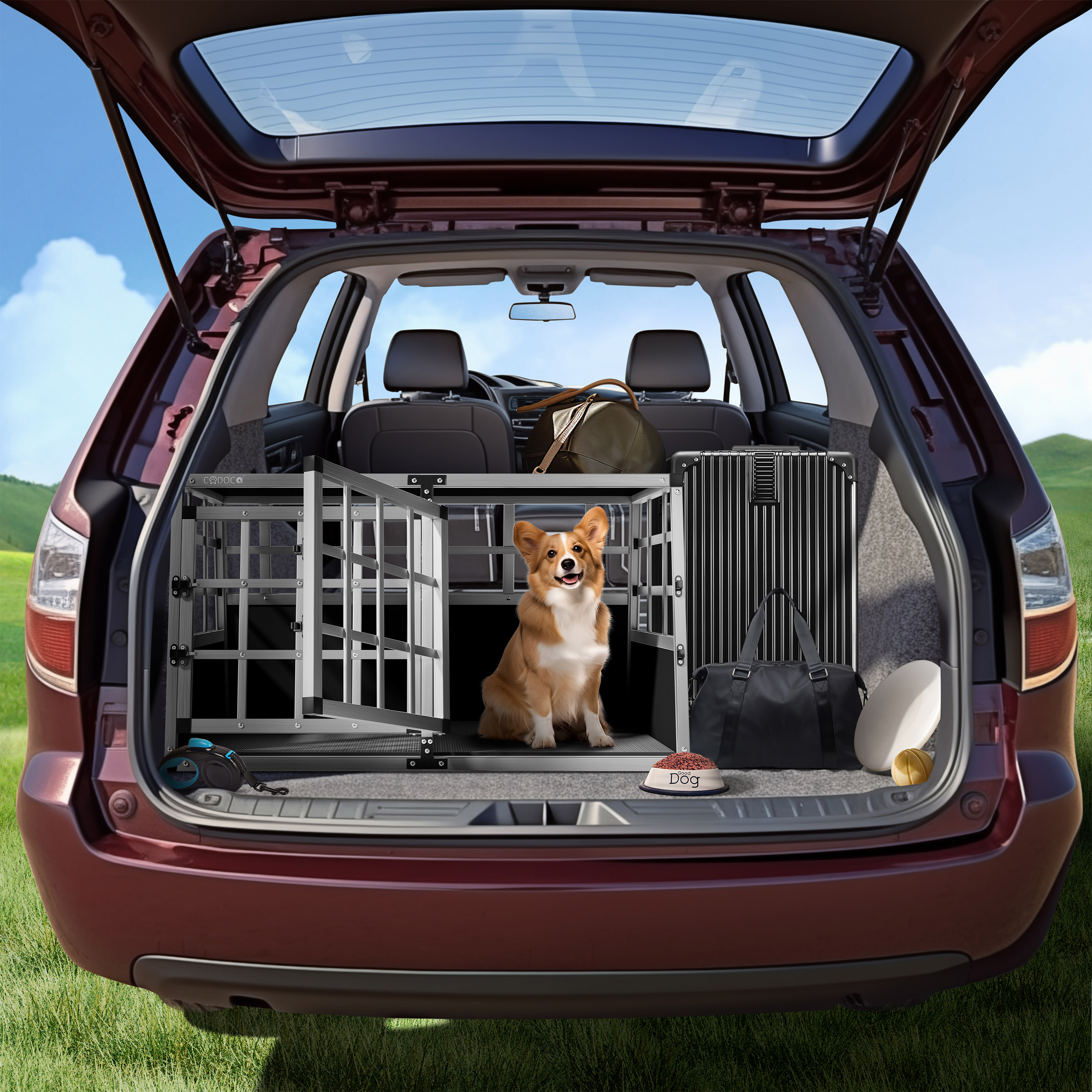 Hundetransportbox XL Alu 89x70x51cm – Bild 2