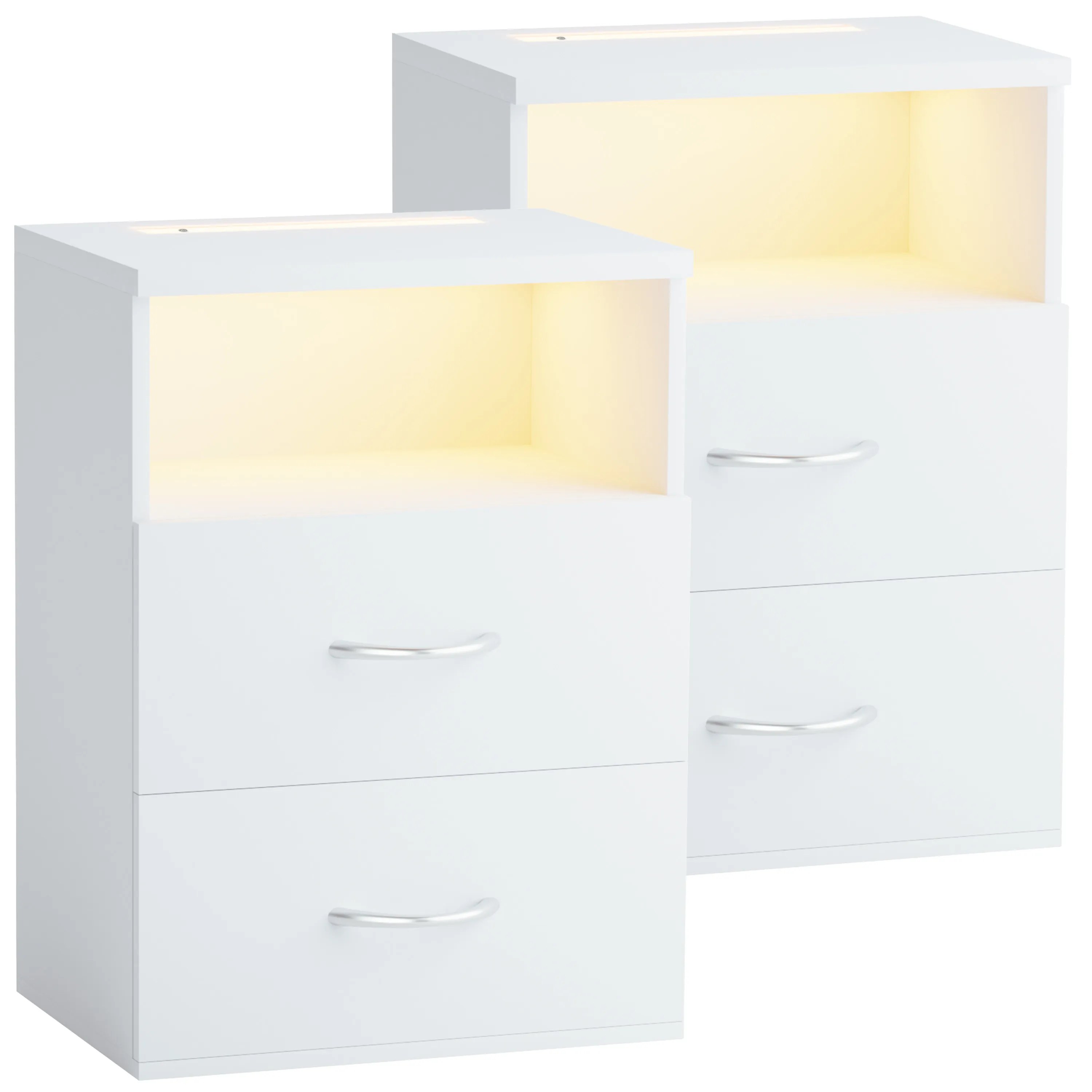 Nachttisch Jamie 2er-Set Weiß 55x40x28cm Nachttisch Jamie 2er-Set Weiß 55x40x28cm