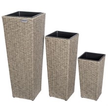 Polyrattan Blumentopf 3er-Set Creme Polyrattan Blumentopf 3er-Set Creme