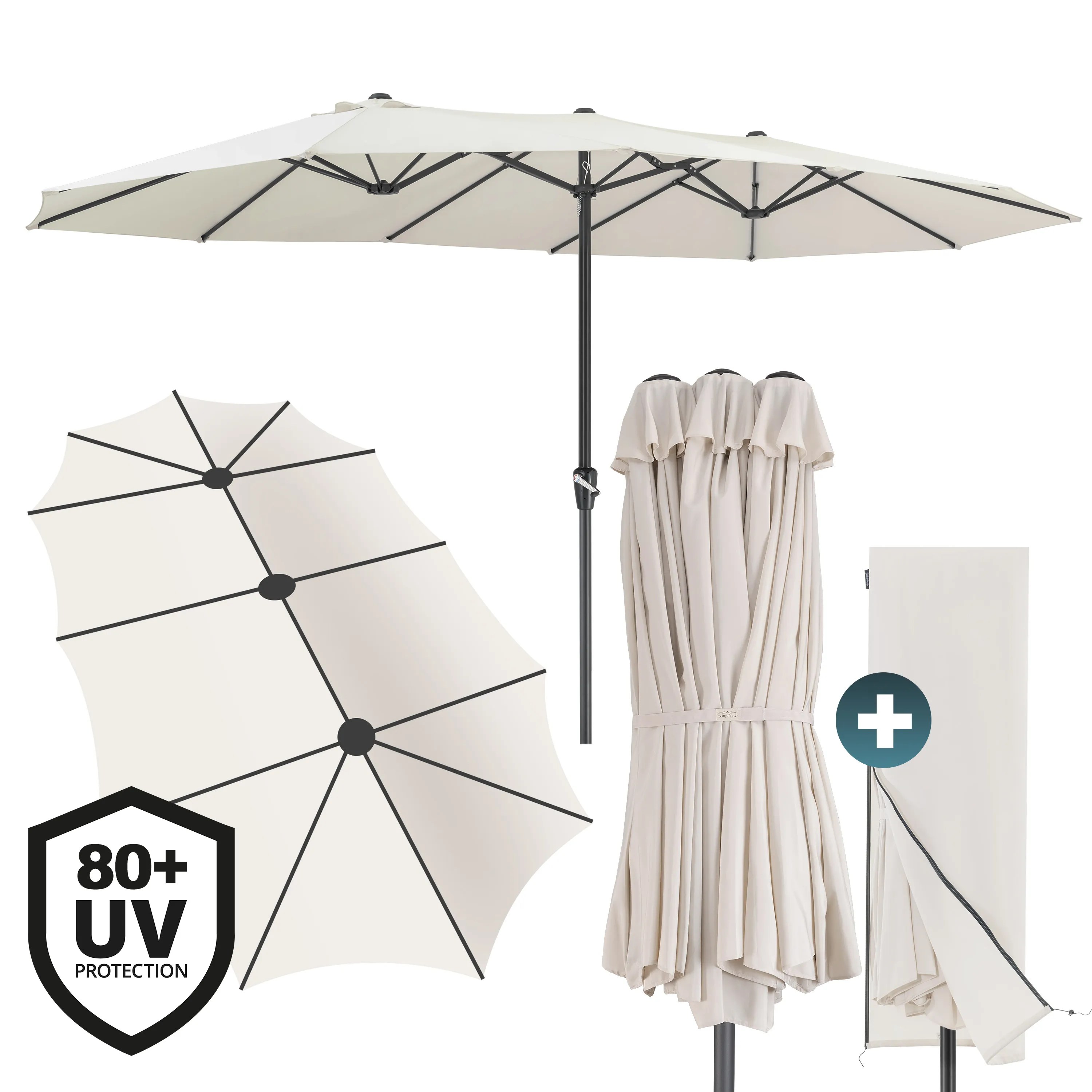 Doppelsonnenschirm Creme UV-Schutz 80+ Doppelsonnenschirm Creme UV-Schutz 80+