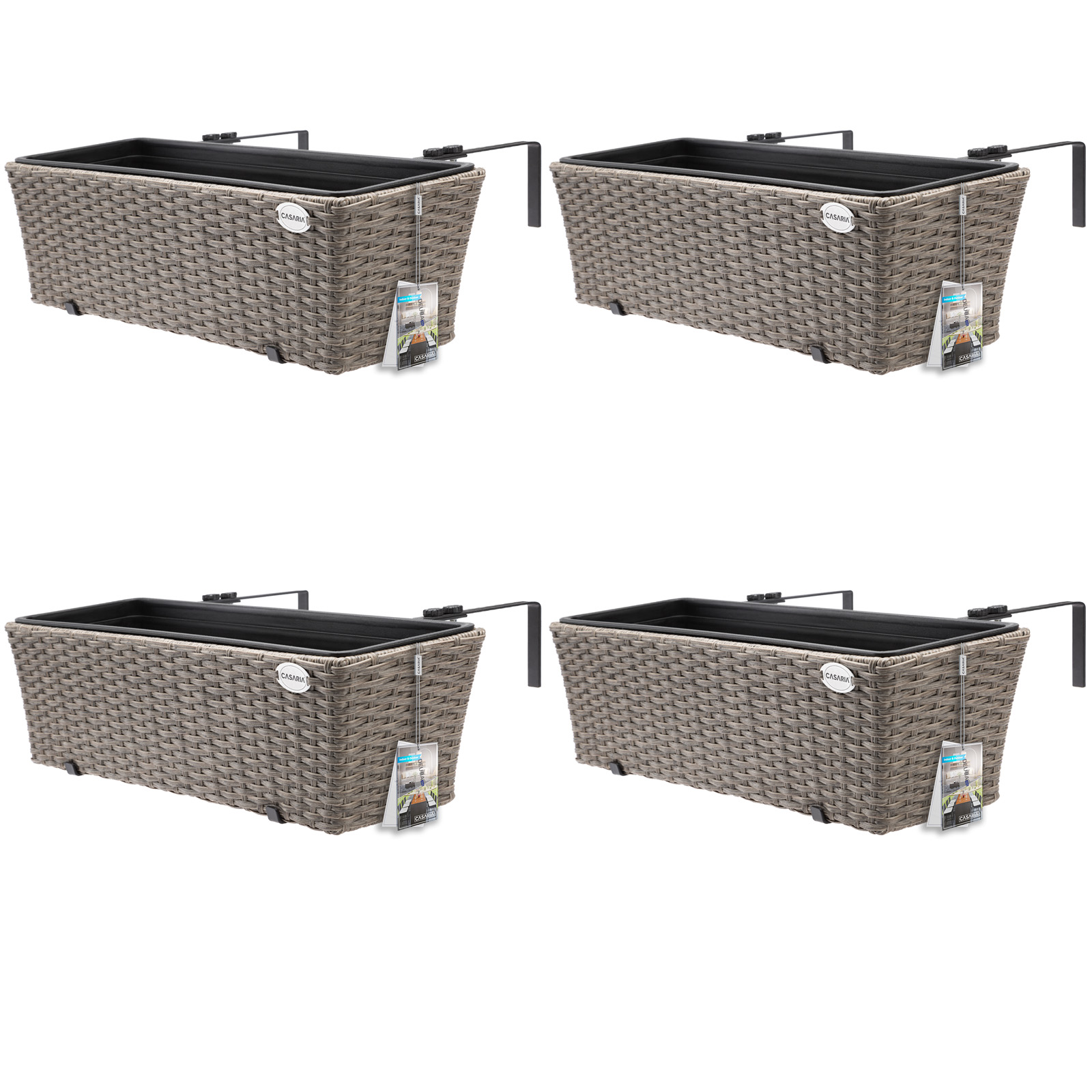 Polyrattan Blumenkasten 4er-Set Creme – Bild 2