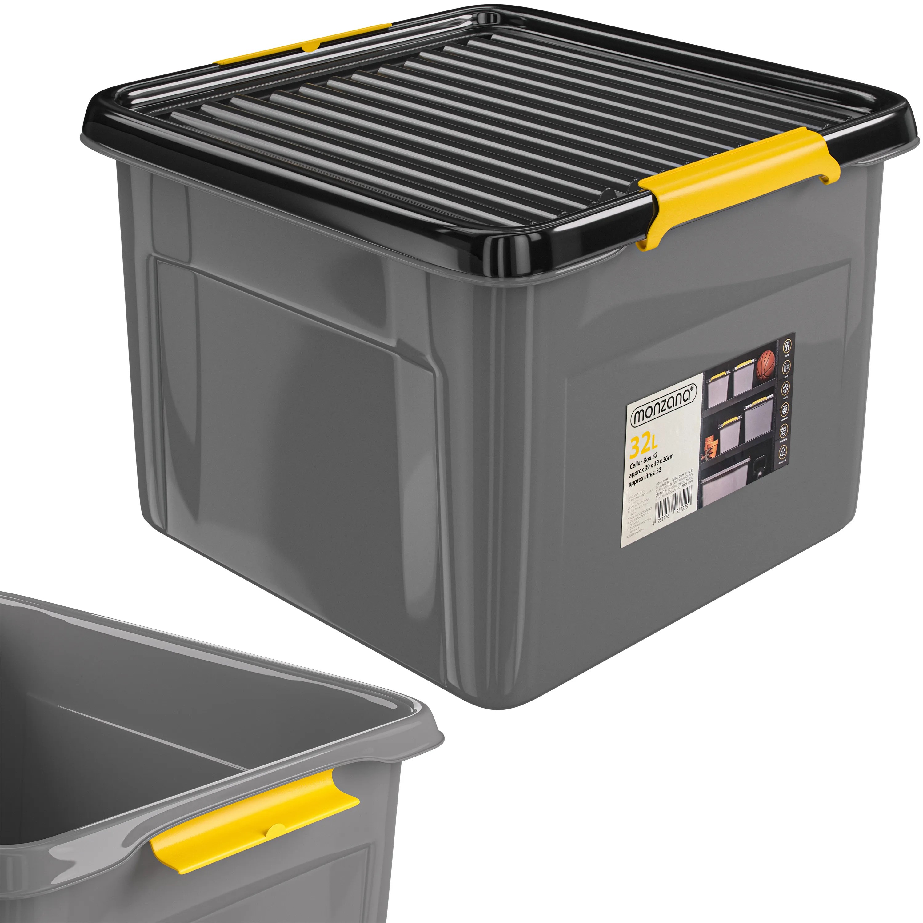 Aufbewahrungsbox Grau/Anthrazit 39x39x26cm stapelbar Aufbewahrungsbox Grau/Anthrazit 39x39x26cm stapelbar