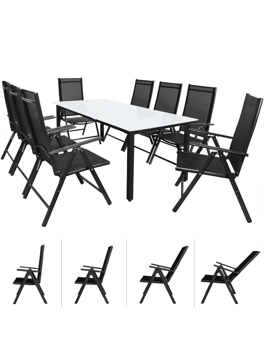 Gartensitzgruppe Bern 9-tlg 8 Personen Anthrazit Alu Milchglas Glas Gartensitzgruppe Bern 9-tlg 8 Personen Anthrazit Alu Milchglas Glas