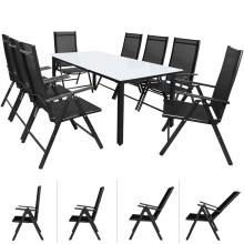 Gartensitzgruppe Bern 9-tlg 8 Personen Anthrazit Alu Milchglas Glas Gartensitzgruppe Bern 9-tlg 8 Personen Anthrazit Alu Milchglas Glas