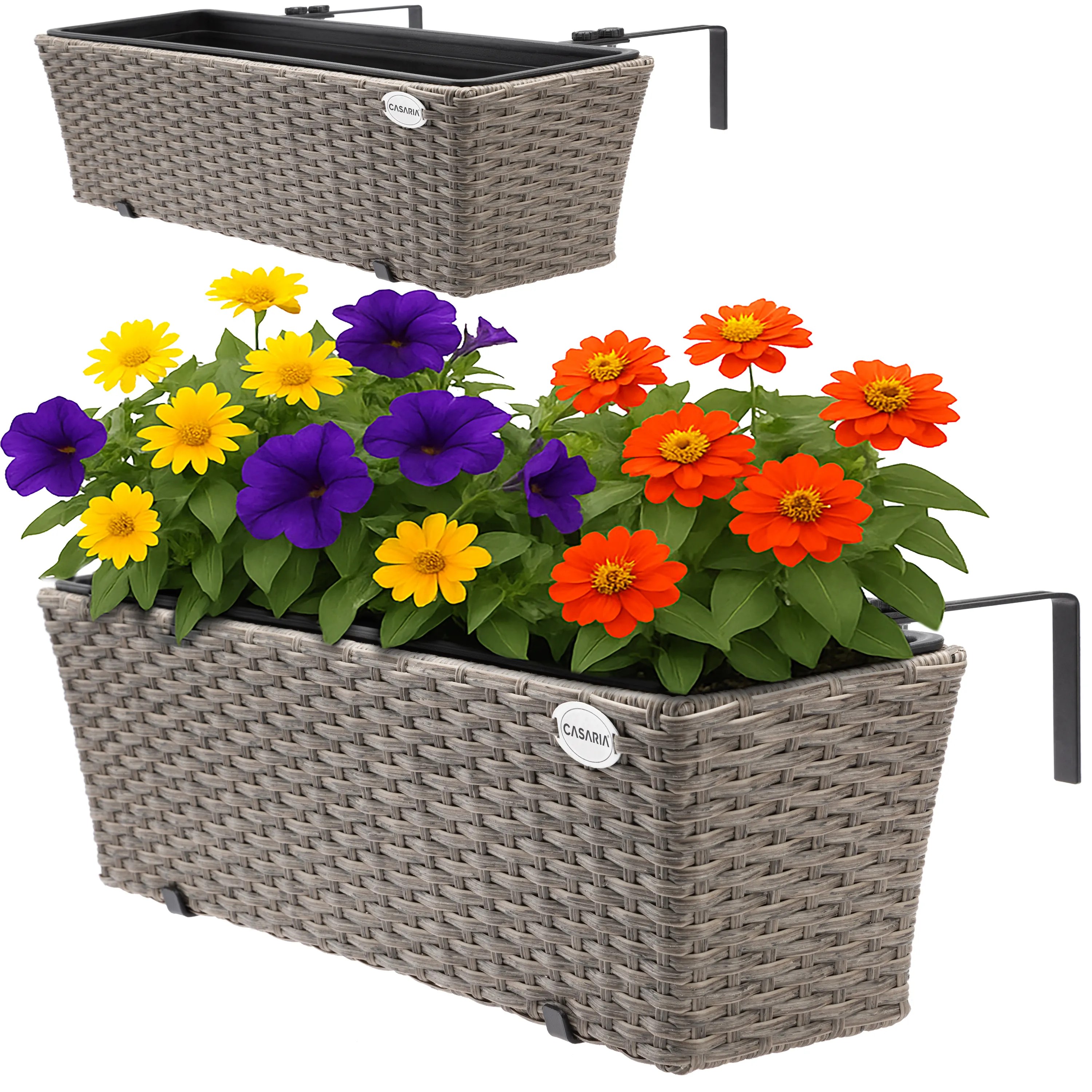 Polyrattan Blumenkasten 2er-Set Creme Polyrattan Blumenkasten 2er-Set Creme