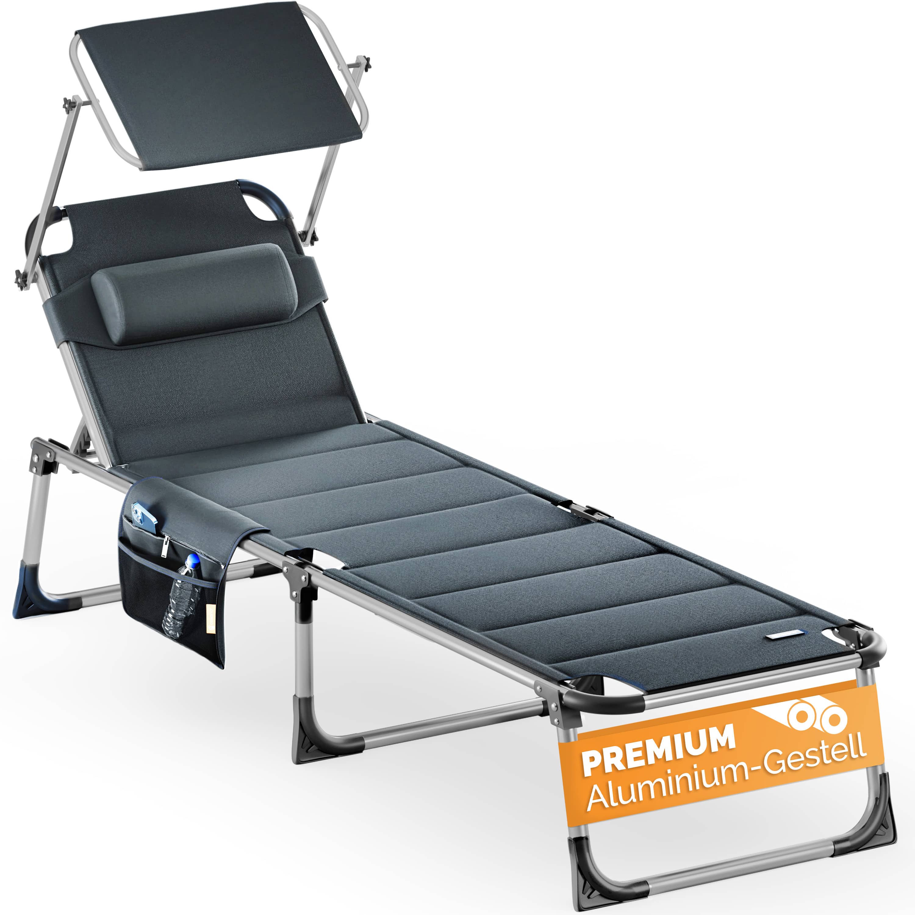 Gartenliege Bari Grau 210x60x81cm mit Tasche – Bild 2