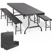 Bierzeltgarnitur 3-tlg Kunststoff Anthrazit 180cm Bierzeltgarnitur 3-tlg Kunststoff Anthrazit 180cm