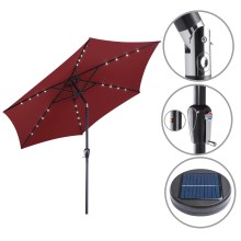 LED Solar Sonnenschirm Miami Rot Alu Ø270cm UV-Schutz 80+ LED Solar Sonnenschirm Miami Rot Alu Ø270cm UV-Schutz 80+