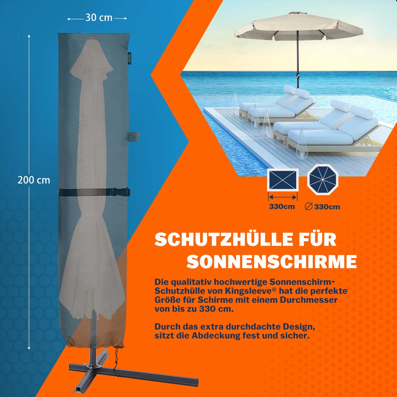 Abdeckung Sonnenschirm Anthrazit Ø350cm – Bild 2