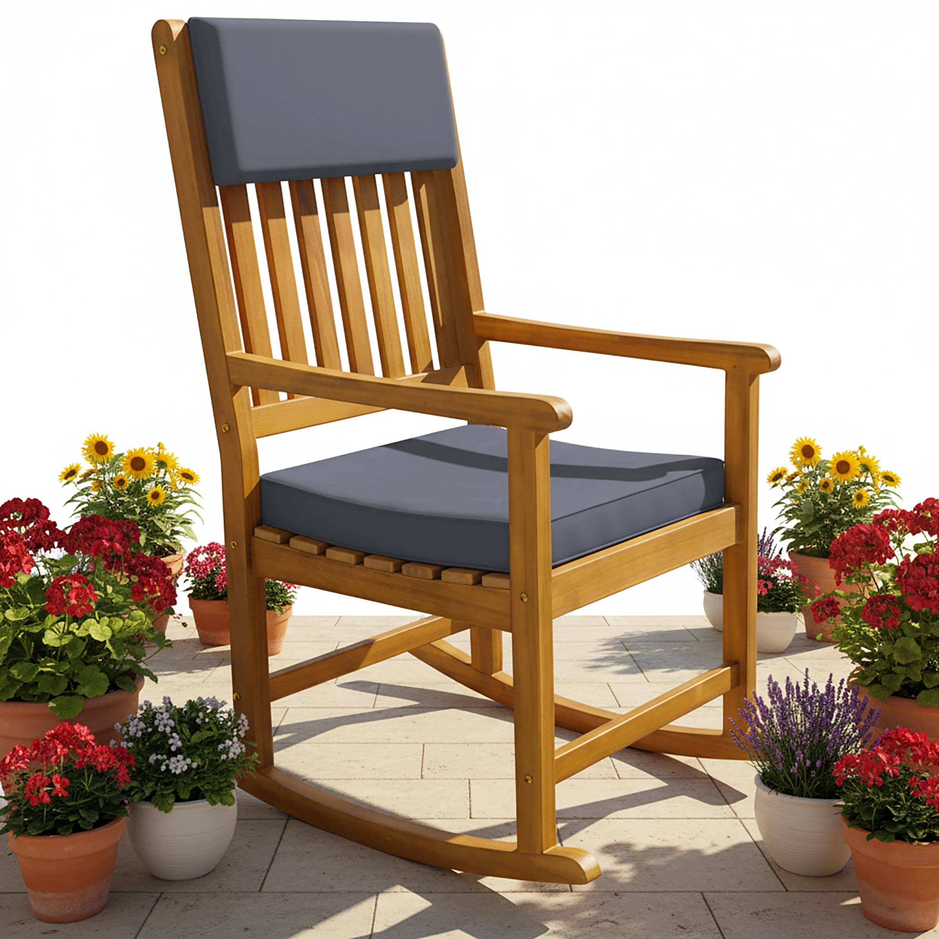 Schaukelstuhl Akazienholz 107x54x77cm Schaukelstuhl Akazienholz 107x54x77cm