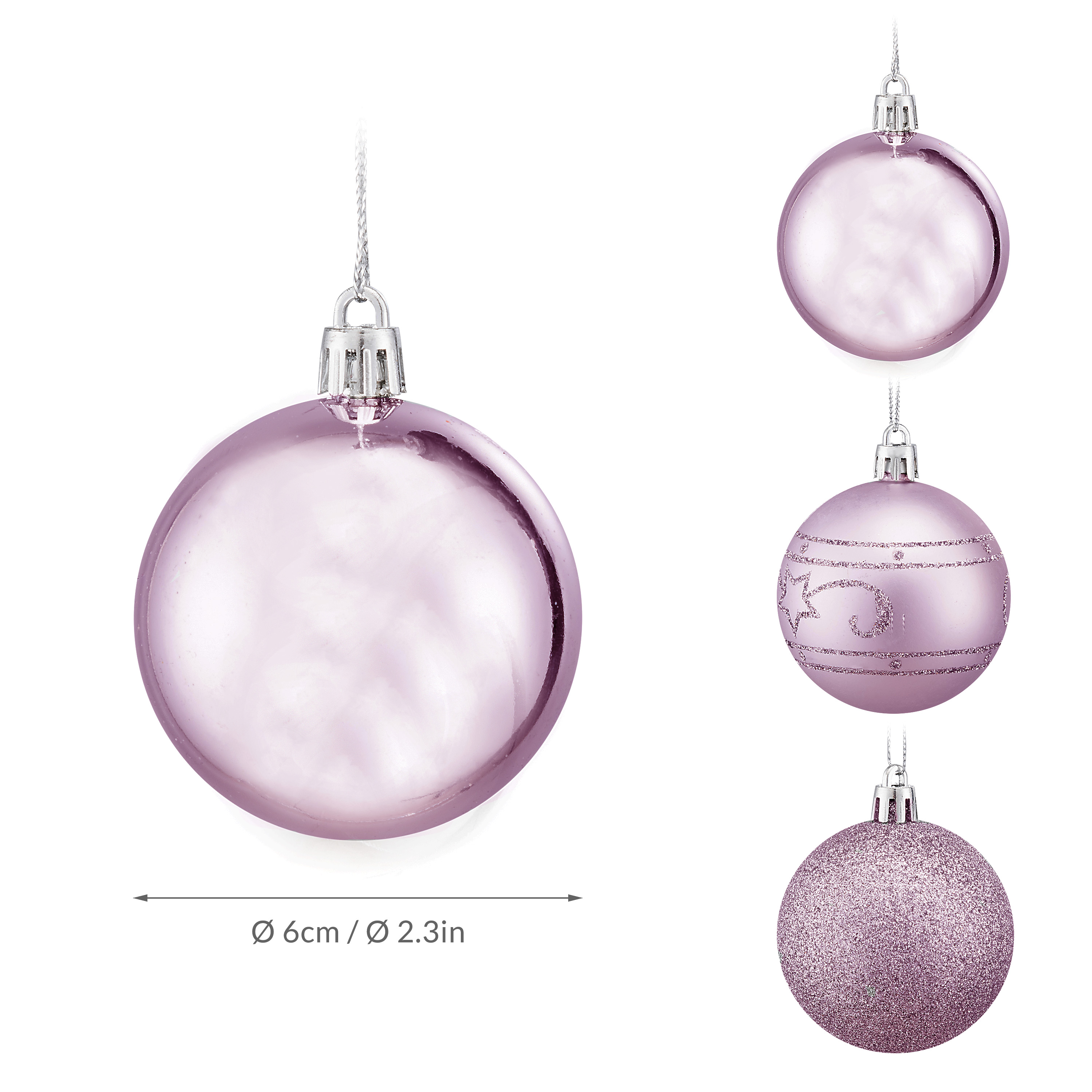 Weihnachtskugeln Pink/Rosa 48 tlg in matt glänzend & glitzernd – Bild 2