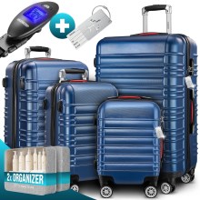 Hartschalenkoffer Set 4-tlg mit Zubehör Rollen 360º Blau ABS Hartschalenkoffer Set 4-tlg mit Zubehör Rollen 360º Blau ABS