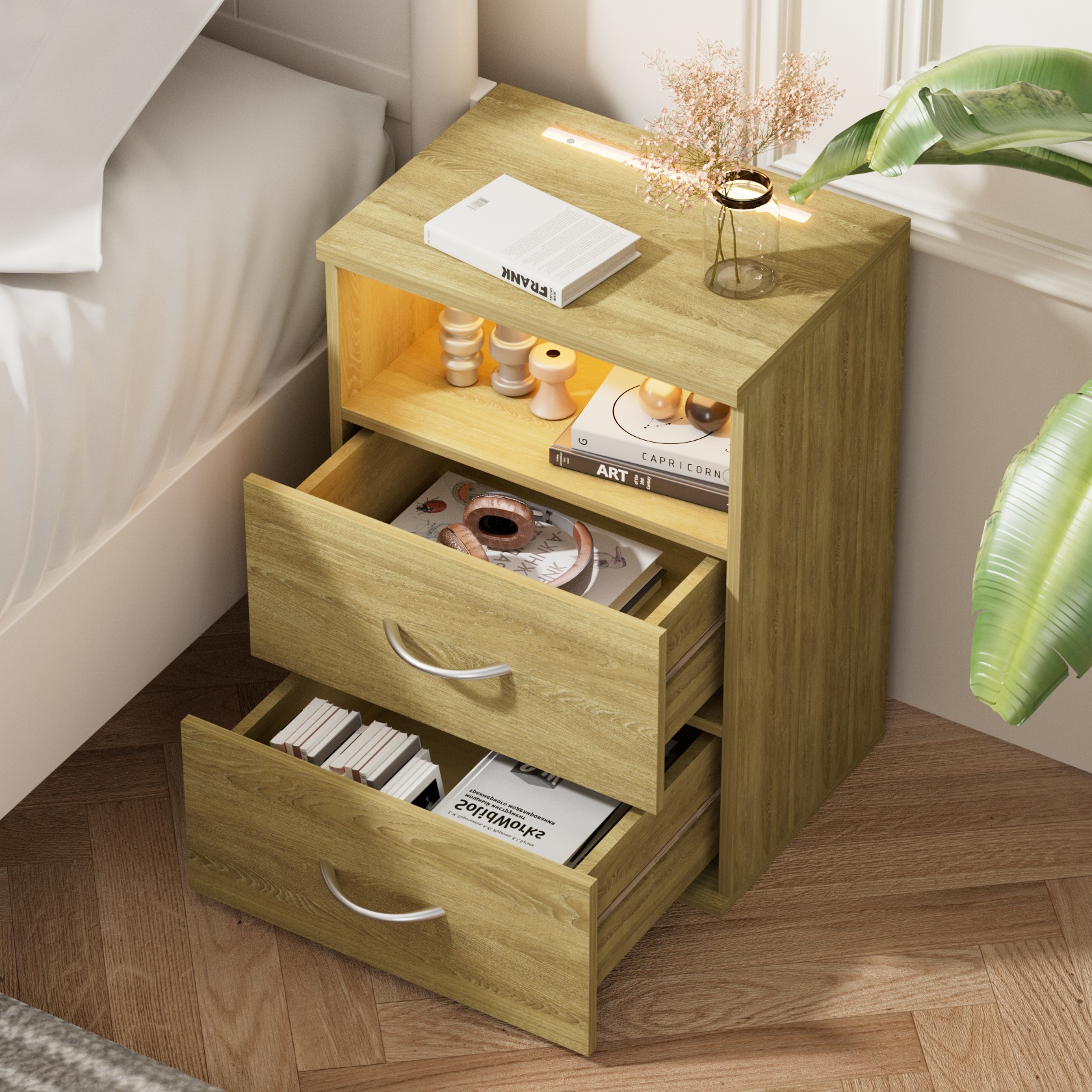Nachttisch Jamie Eiche 55x40x28cm – Bild 2