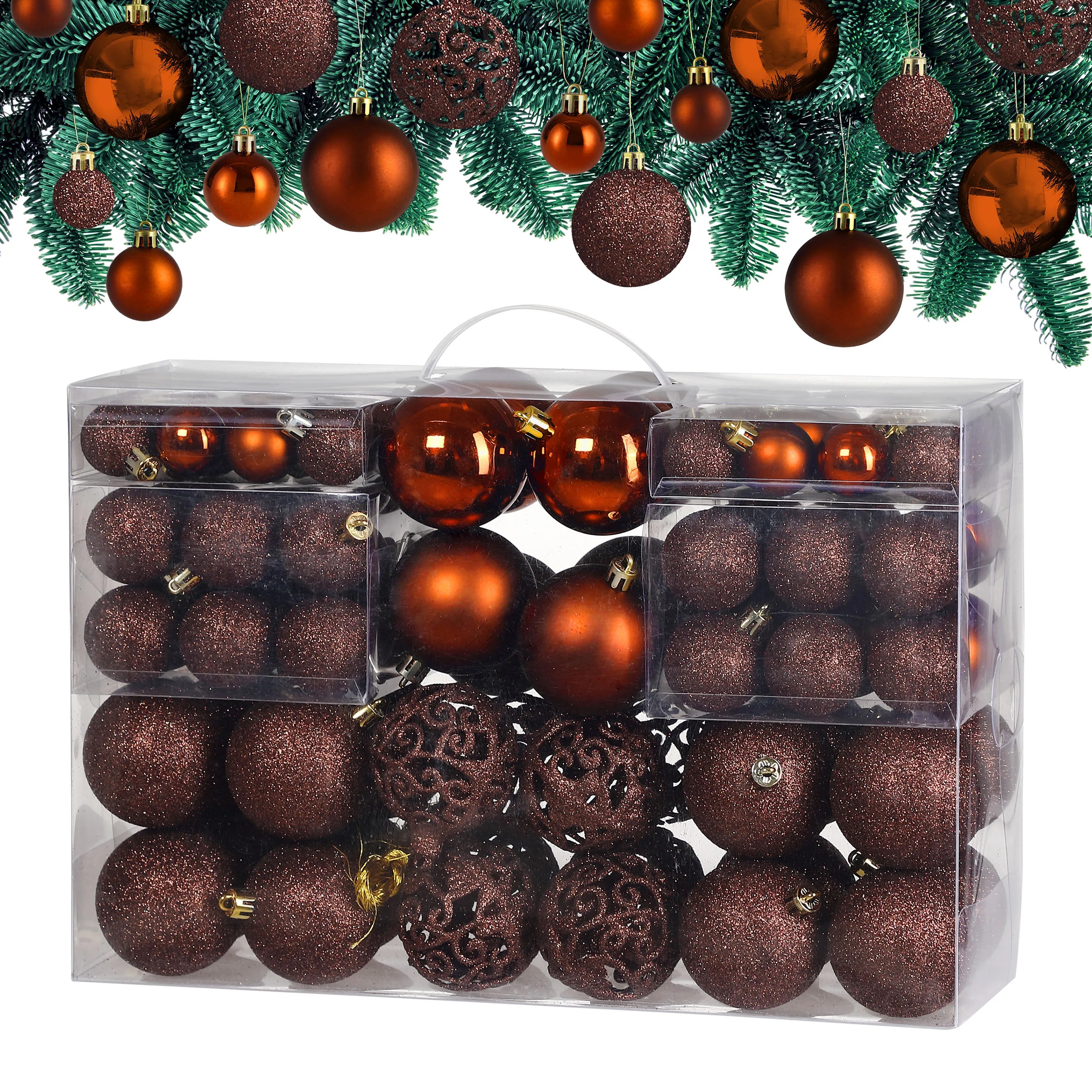 Weihnachtskugeln Bronze 100-tlg in matt, glänzend & glitzernd Weihnachtskugeln Bronze 100-tlg in matt, glänzend & glitzernd