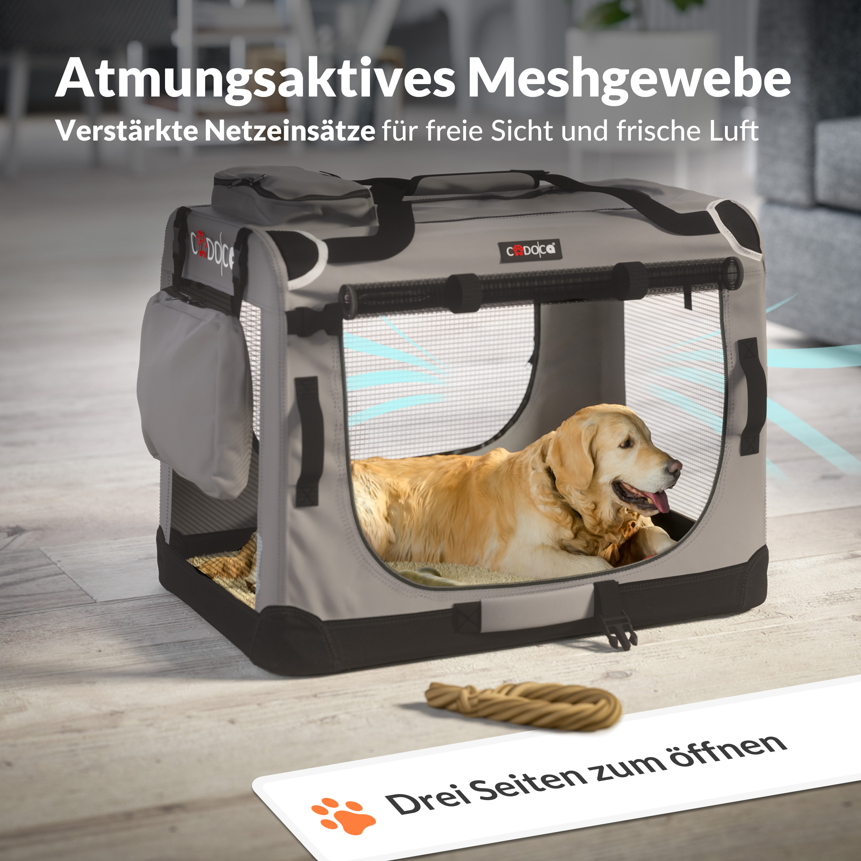 Hundebox faltbar XXXL 101x70x70cm Grau – Bild 2