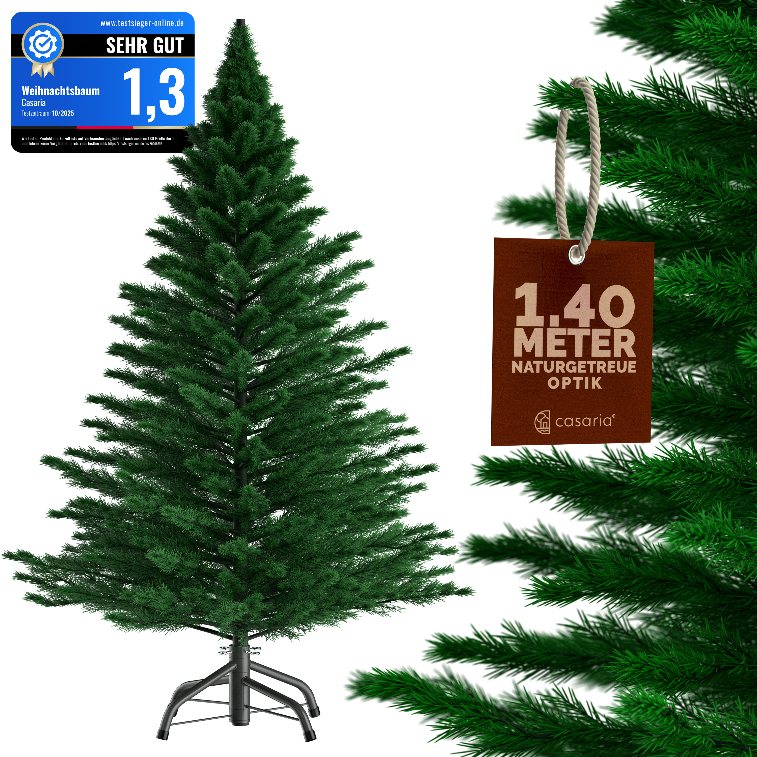Künstlicher Weihnachtsbaum 140cm PE Edeltanne realistische Optik – Bild 2