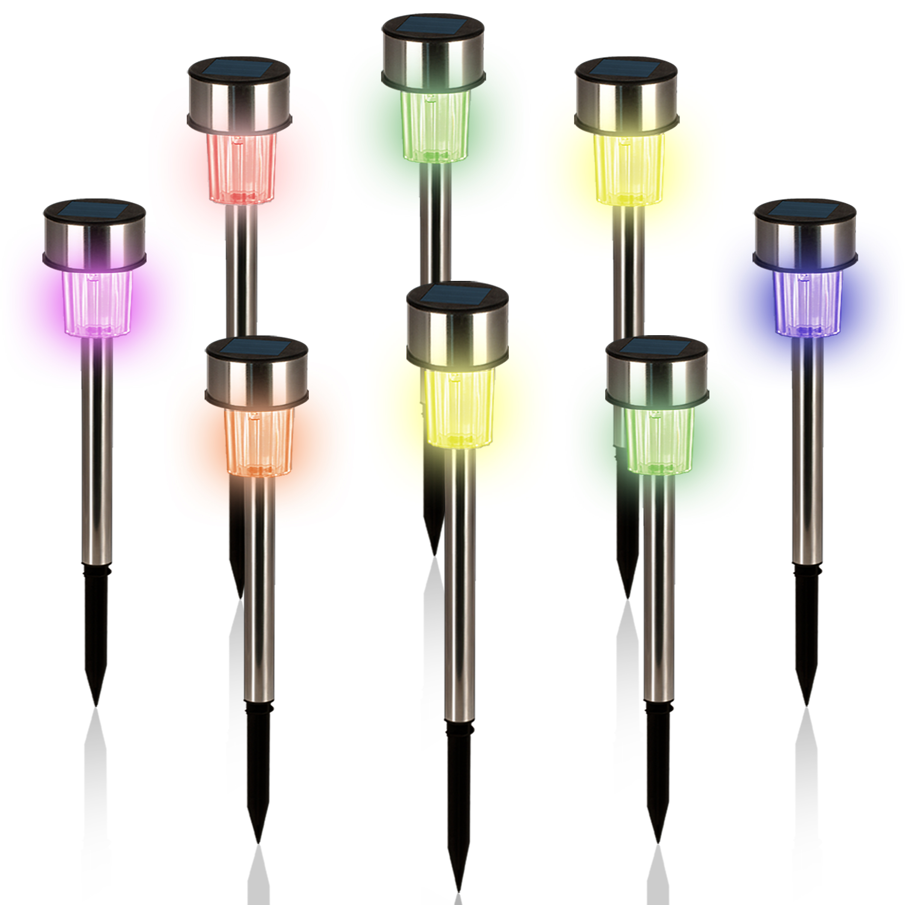 LED Solarleuchte 8er-Set Edelstahl Multicolor LED Solarleuchte 8er-Set Edelstahl Multicolor