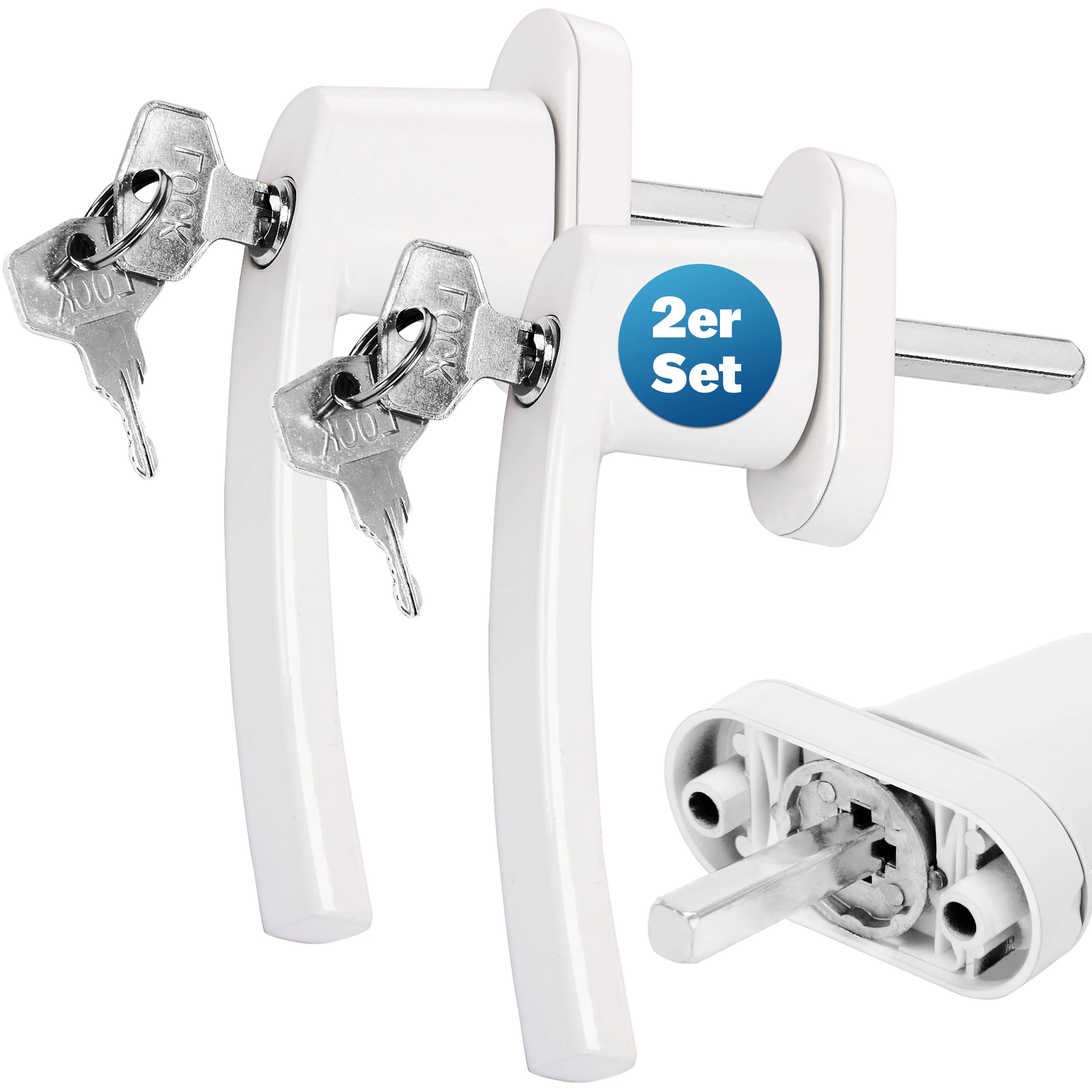 Fenstergriff 2er-Set Weiß abschließbar Fenstergriff 2er-Set Weiß abschließbar