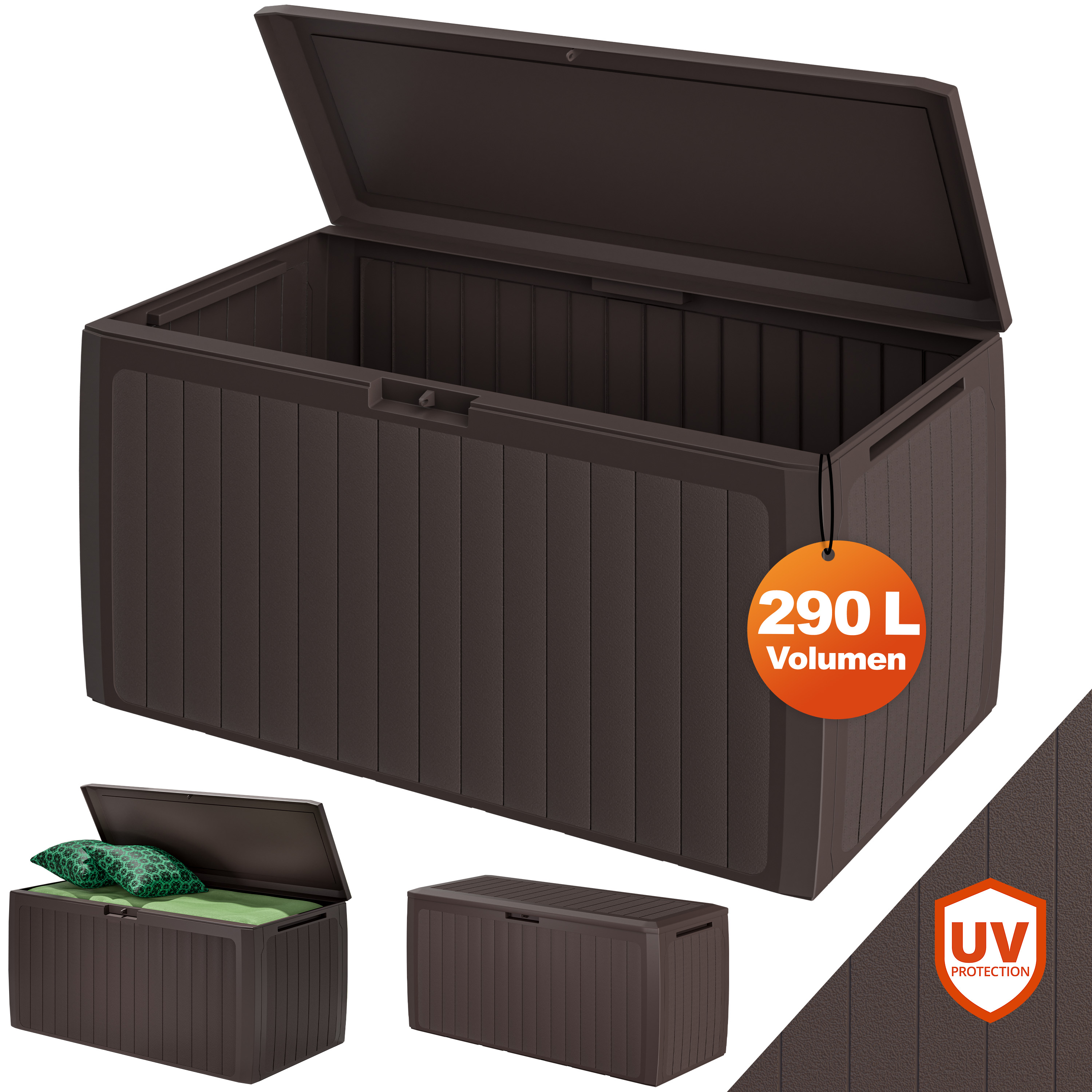 Gartenbox 290L Braun Board Plus mit Rollen wetterfest – Bild 2
