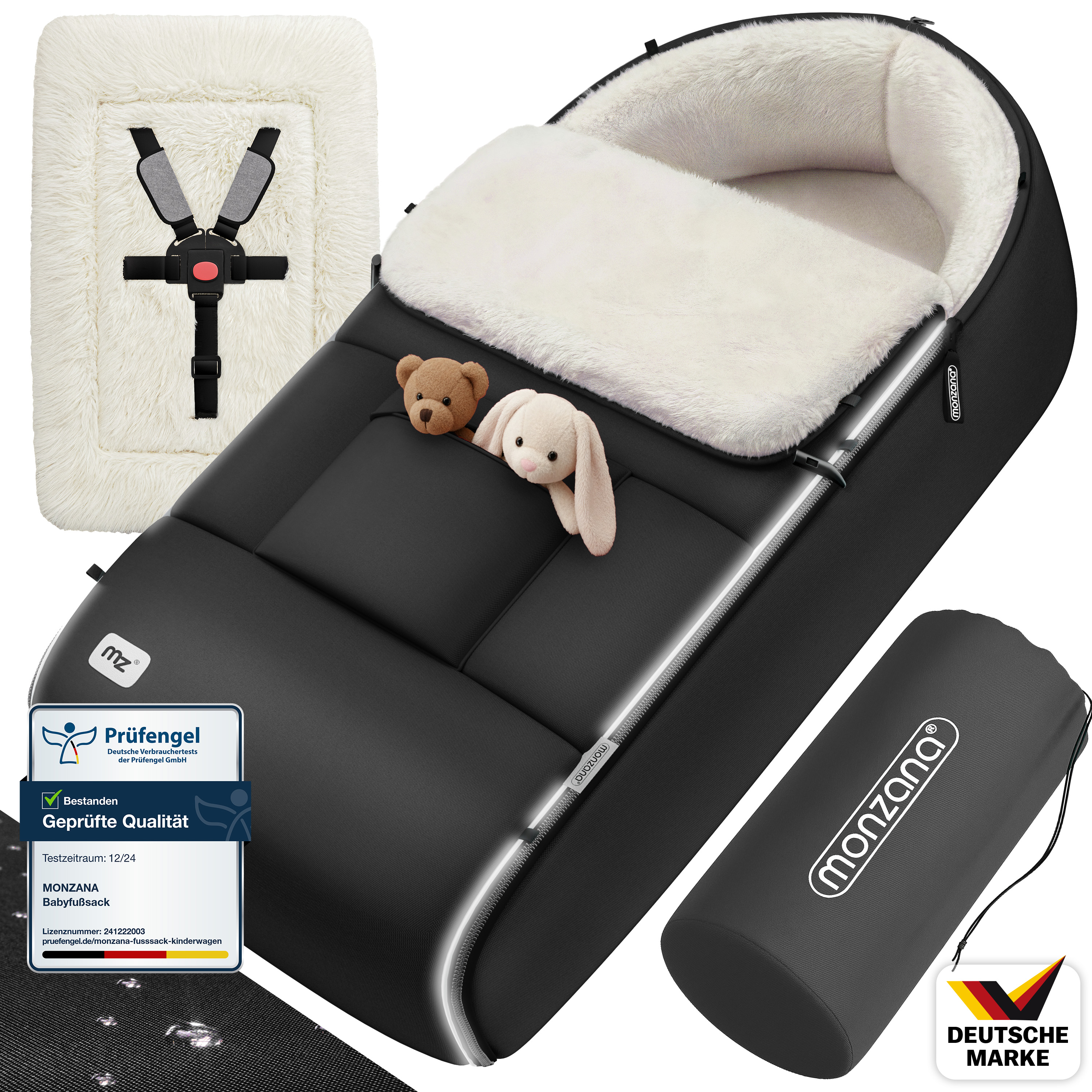 Babyfußsack Anthrazit gefüttert Kinderwagen geeignet – Bild 2