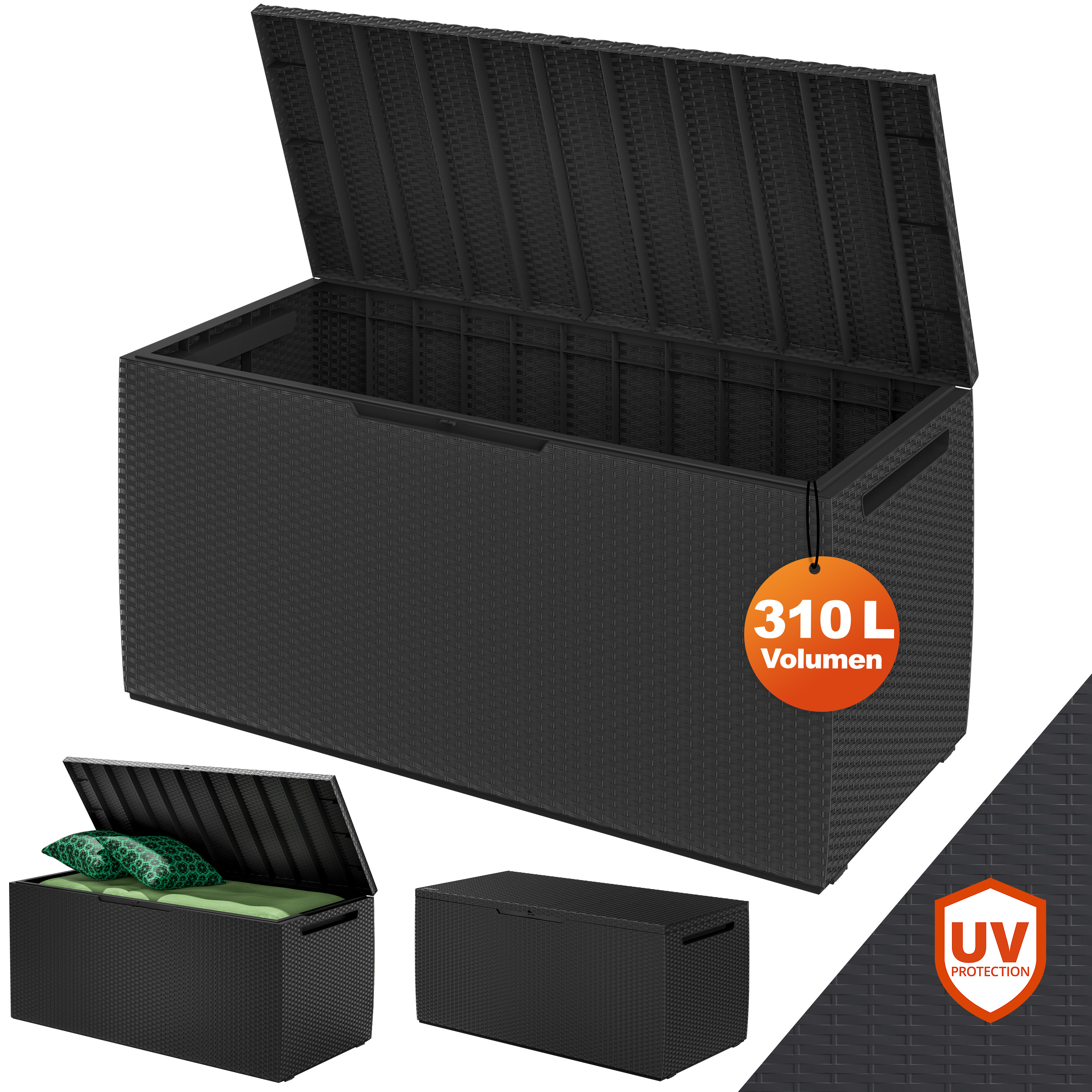 Auflagenbox Capri Anthrazit 310L mit Rollen – Bild 2
