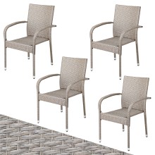 Polyrattan Stapelstuhl Comfort 4er-Set Creme Polyrattan Stapelstuhl Comfort 4er-Set Creme