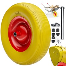 Schubkarrenrad Gelb pannensicher PU-Schaum 200kg Kugellager inkl Achse Schubkarrenrad Gelb pannensicher PU-Schaum 200kg Kugellager inkl Achse