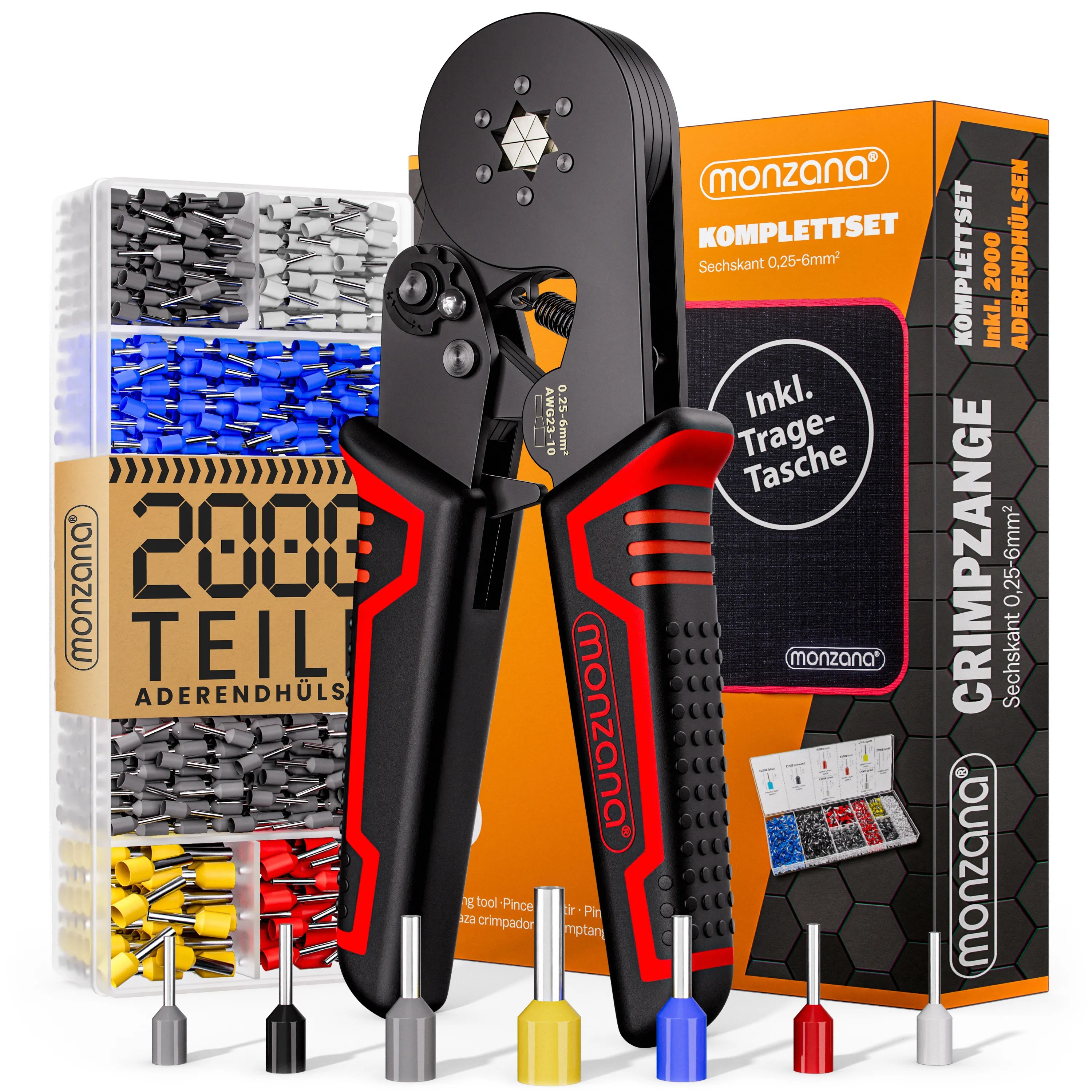 Crimpzange Sechskant inkl 2000 Stk Aderendhülsen Crimpzange Sechskant inkl 2000 Stk Aderendhülsen