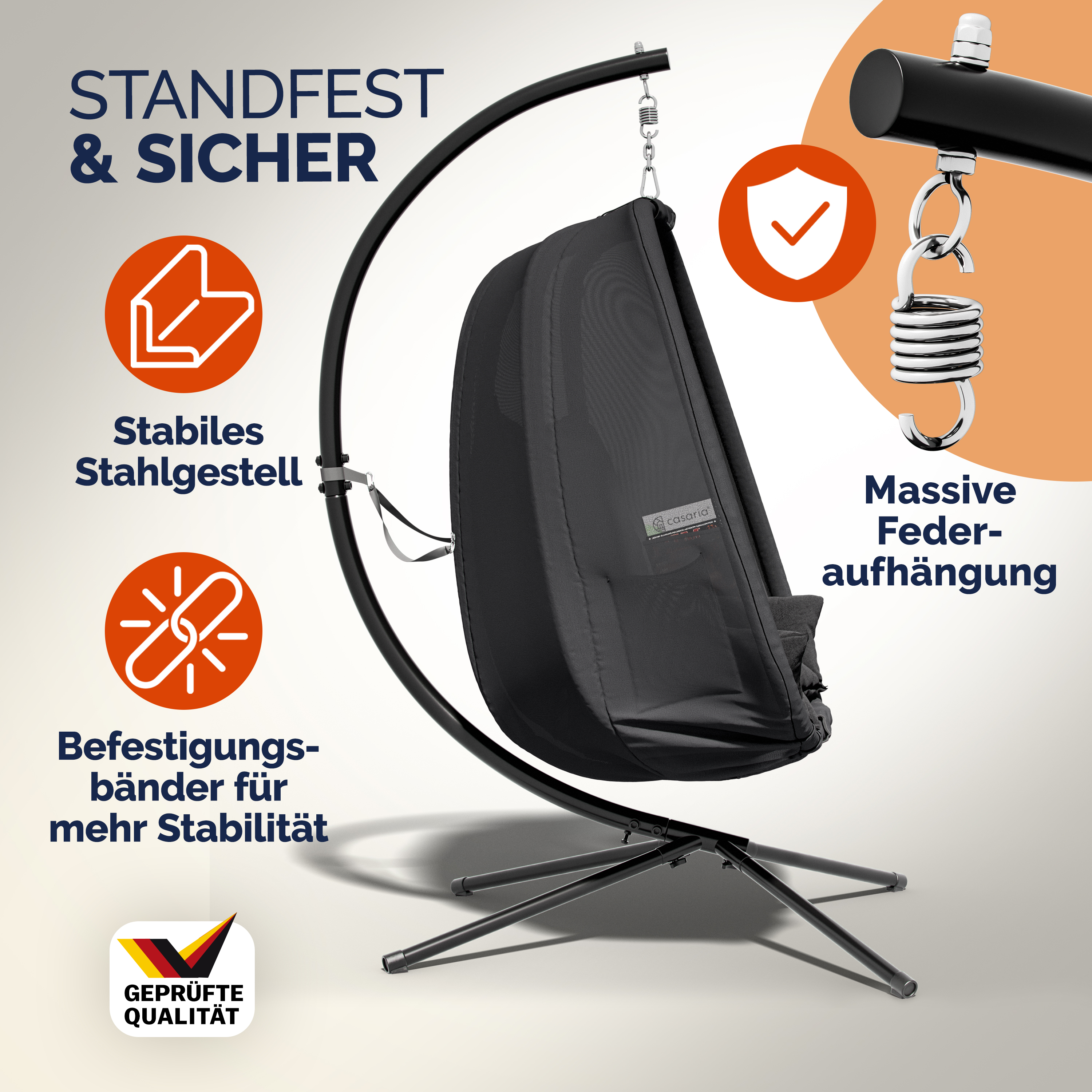 Hängesessel Alvie Anthrazit 190x140x110cm – Bild 2