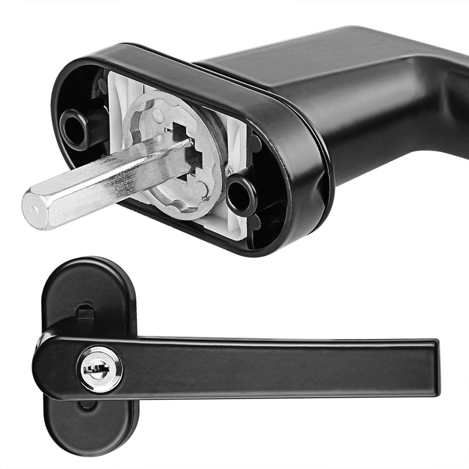 Fenstergriff 2er-Set Schwarz abschließbar – Bild 2