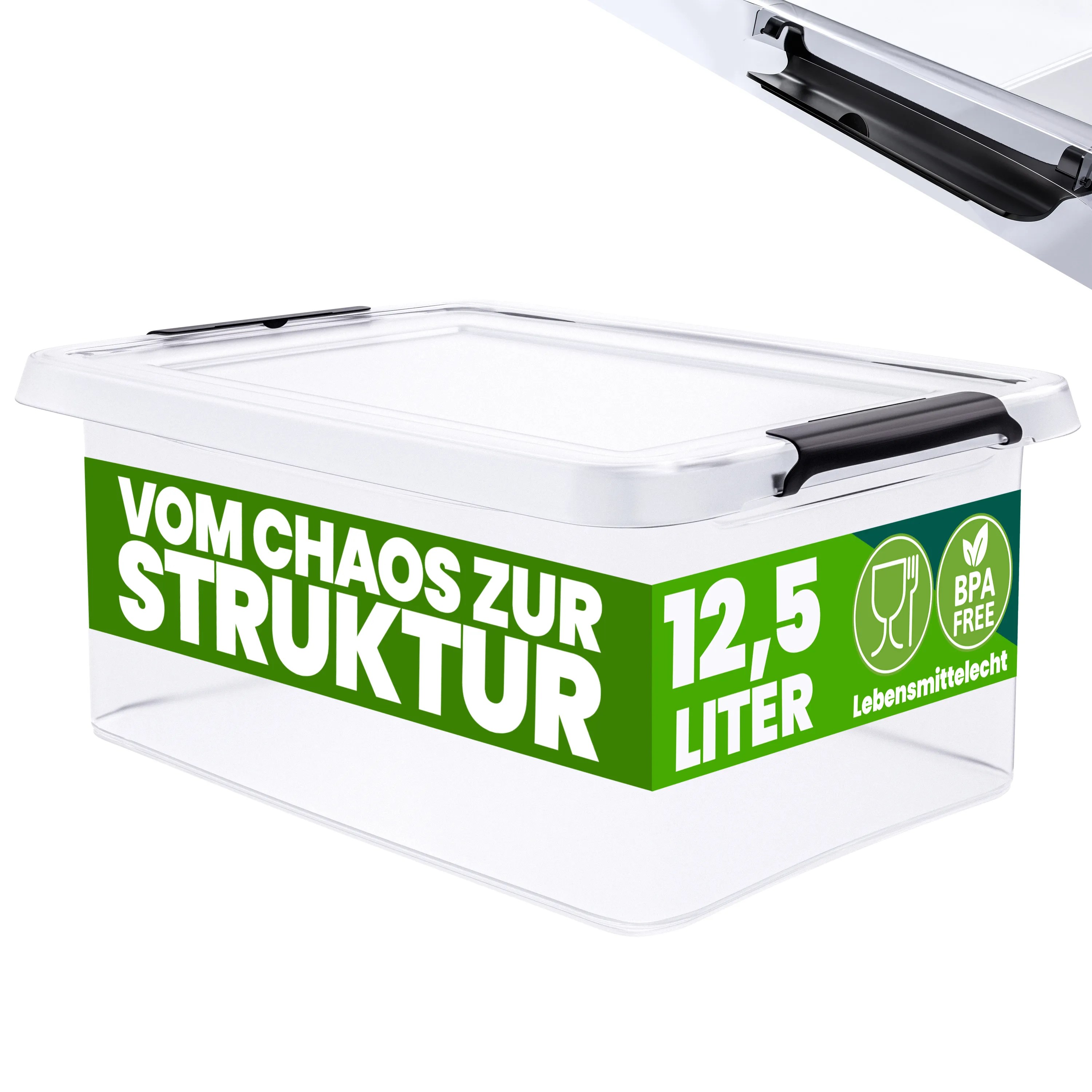 Aufbewahrungsbox Transparent 39x29x17cm 12,5L stapelbar Aufbewahrungsbox Transparent 39x29x17cm 12,5L stapelbar