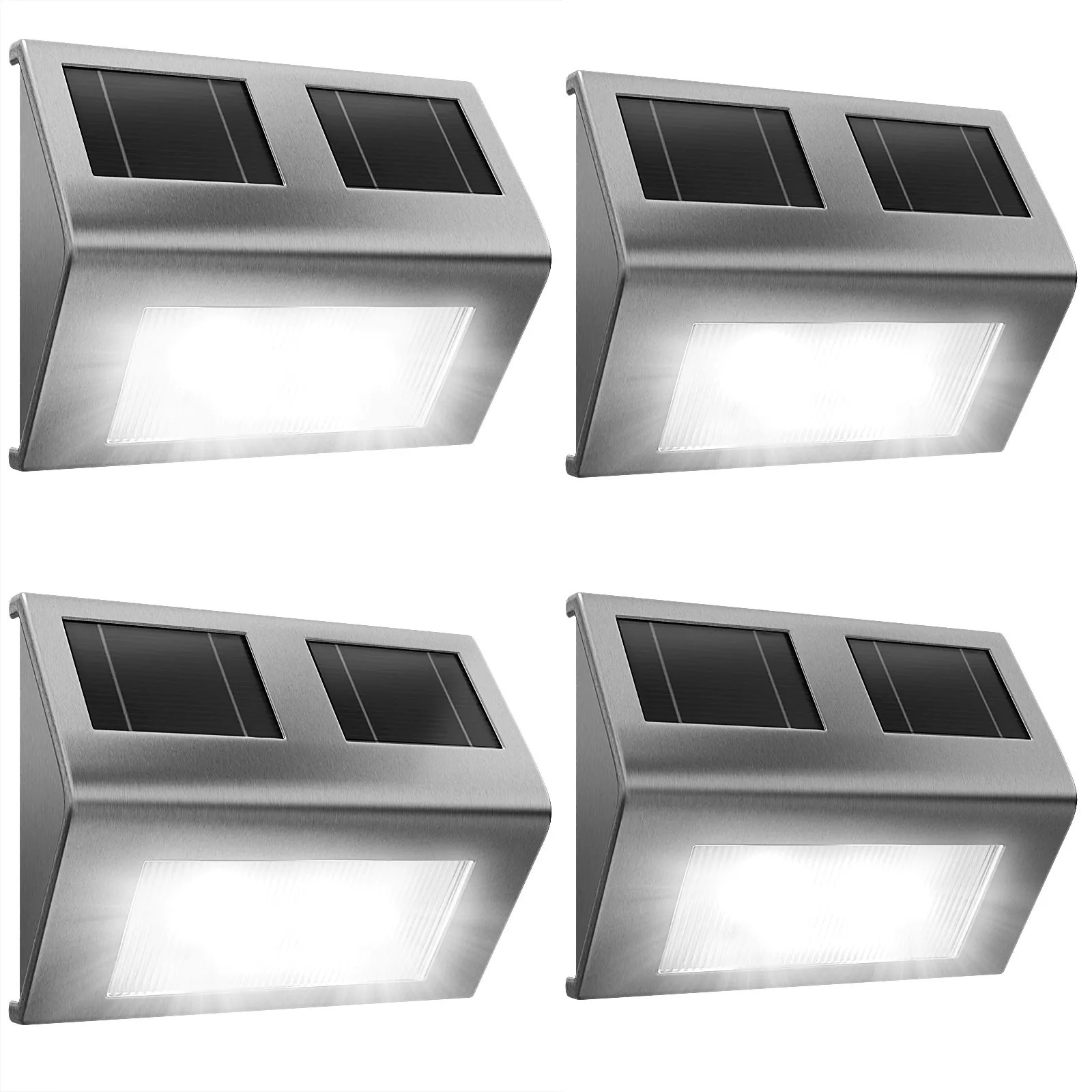 LED Solar-Wandleuchte 4er-Set Edelstahl LED Solar-Wandleuchte 4er-Set Edelstahl